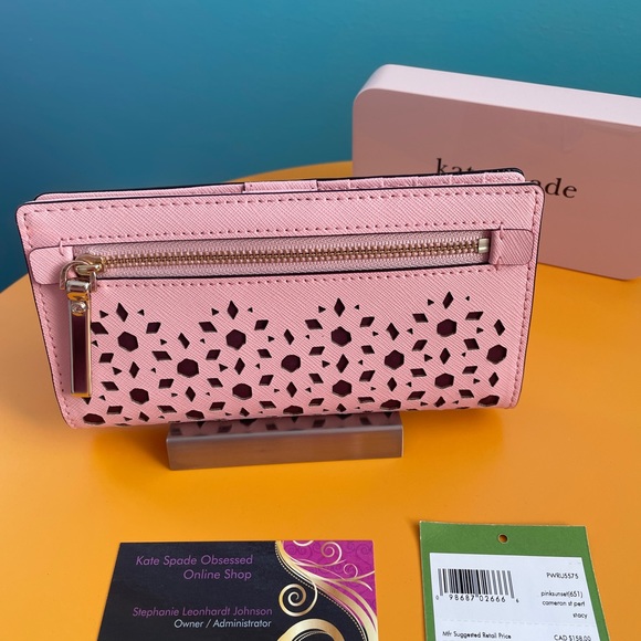 NWT Kate Spade Cameron Street Perforated Stacy Wallet PWRU5575 Pink - Picture 2 of 4